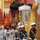 Processing of some of the ashes of Cambodia's former King Norodom Sihanouk, to place in Royal Palace in Phnom Penh.